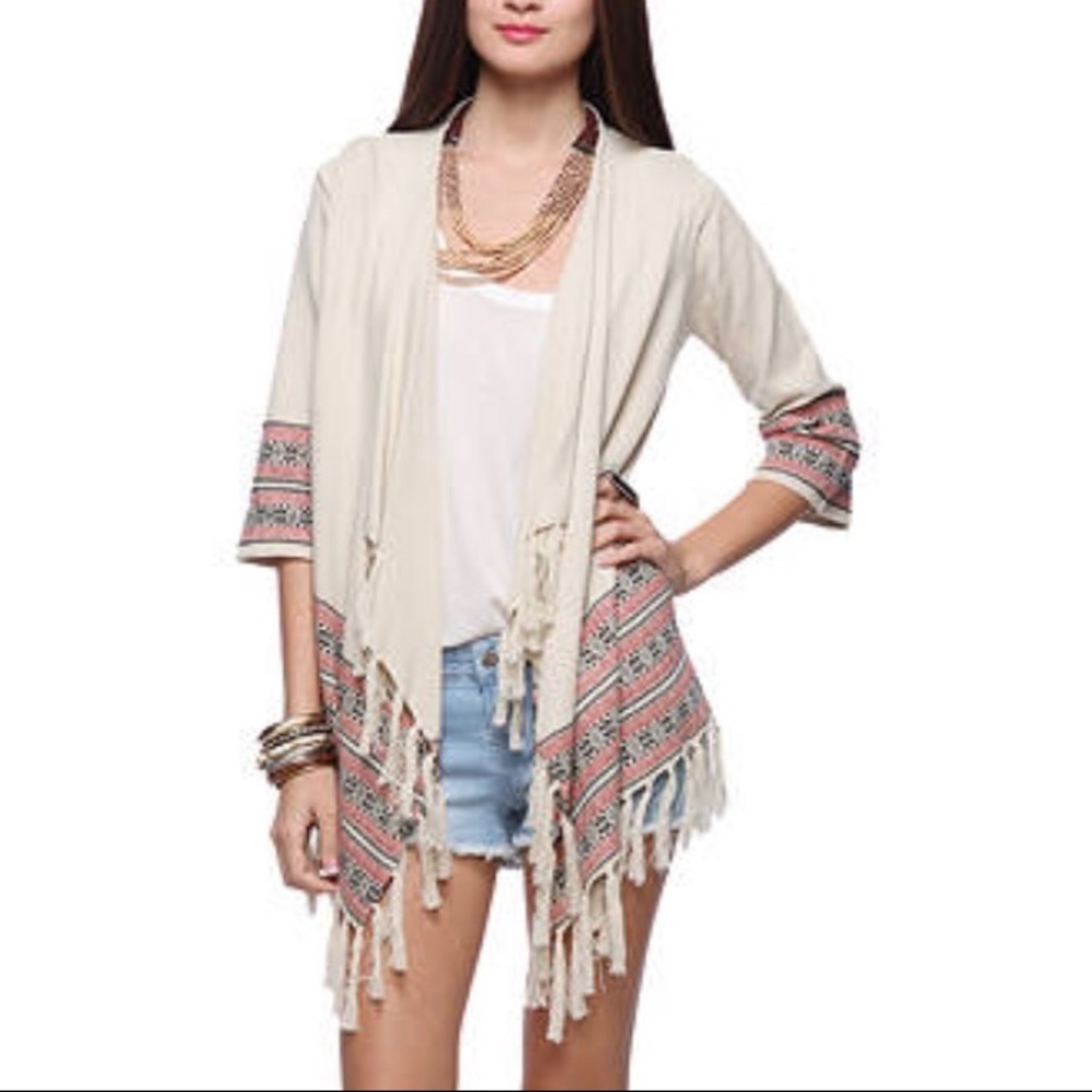 Forever 21 boho fringe cardigan